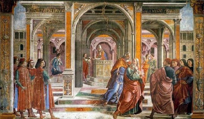GHIRLANDAIO, Domenico Expulsion of Joachim from the Temple Spain oil painting art